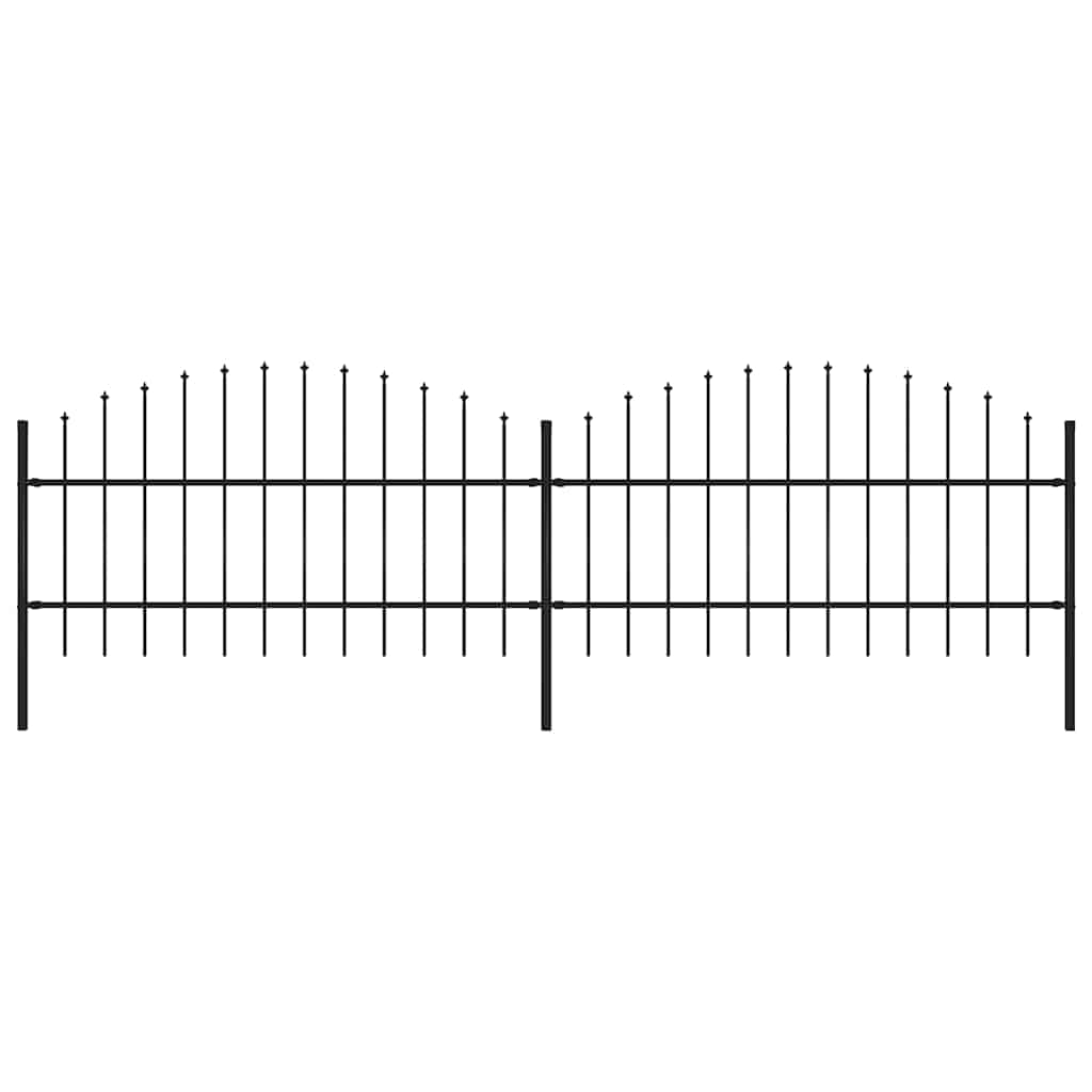 Vrtna ograda s vrhom koplja Čelik 359x100 cm Crna