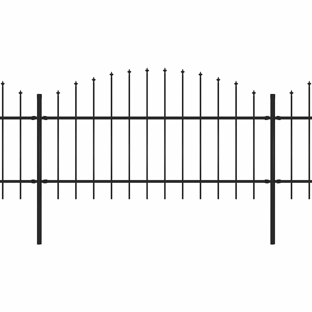 Vrtna ograda s vrhom koplja Čelik 714,5 x 125 cm Crna