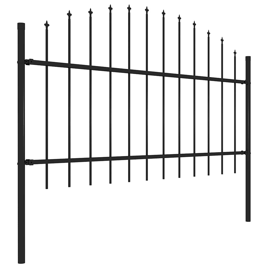 Vrtna ograda s vrhom koplja Čelik 1070x125 cm Crna