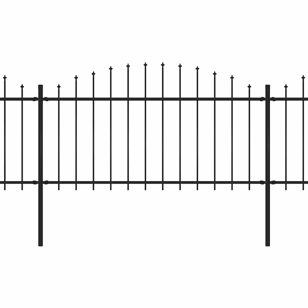 Vrtna ograda s vrhom koplja Čelik 537x150 cm Crna