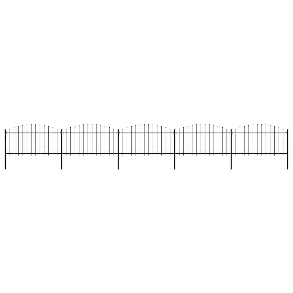 Vrtna ograda s vrhom koplja Čelik 892,5 x 150 cm Crna