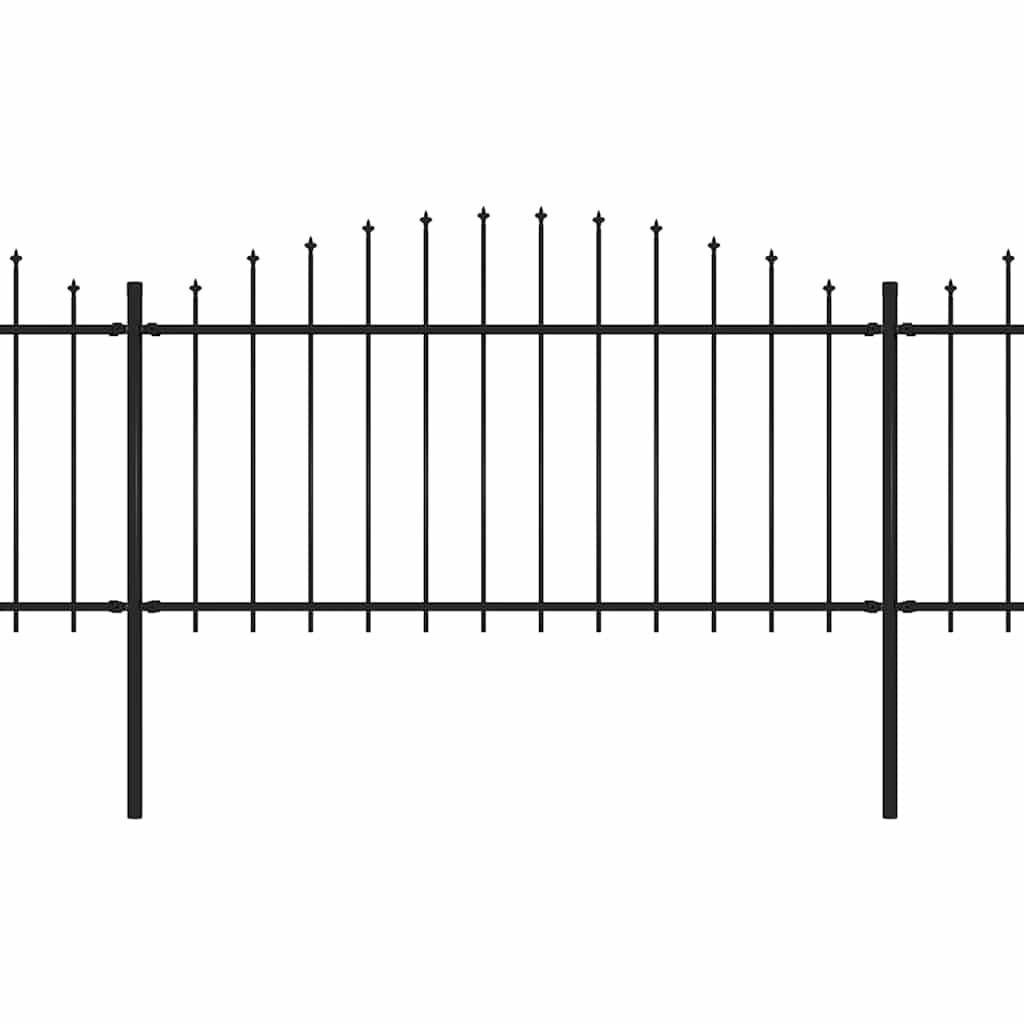 Vrtna ograda s vrhom koplja Čelik 892,5 x 150 cm Crna