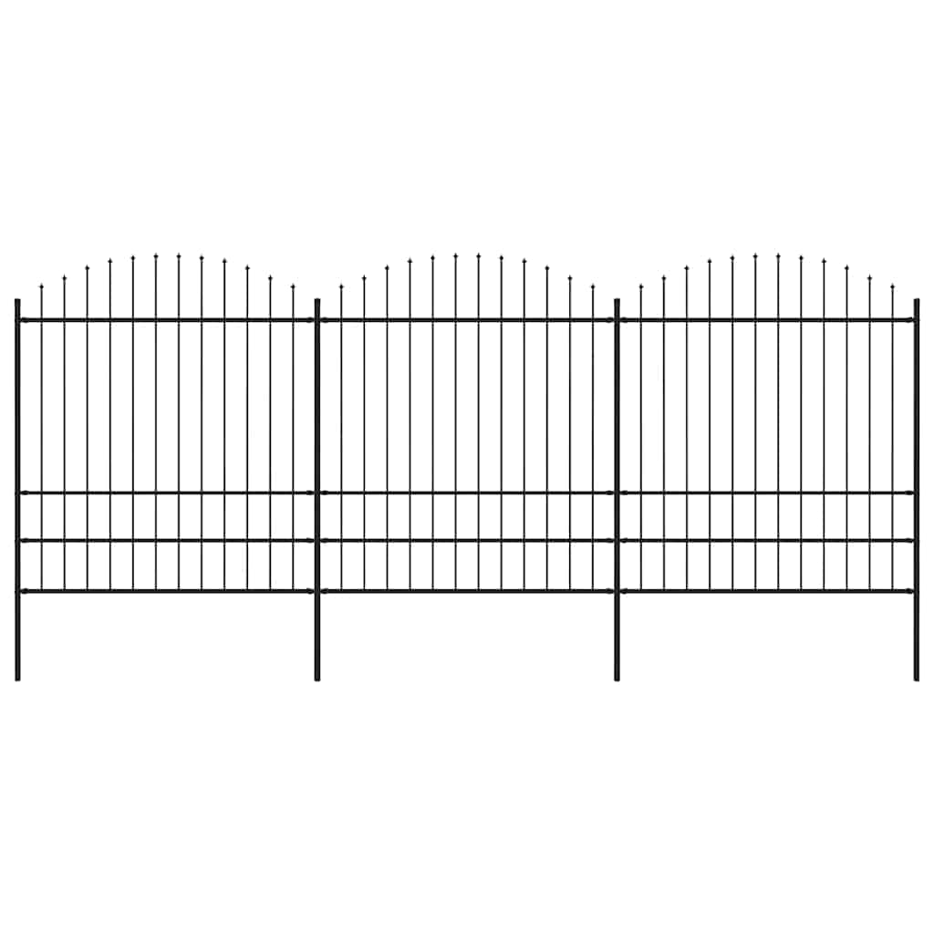 Vrtna ograda s vrhom koplja Čelik 537x200 cm Crna