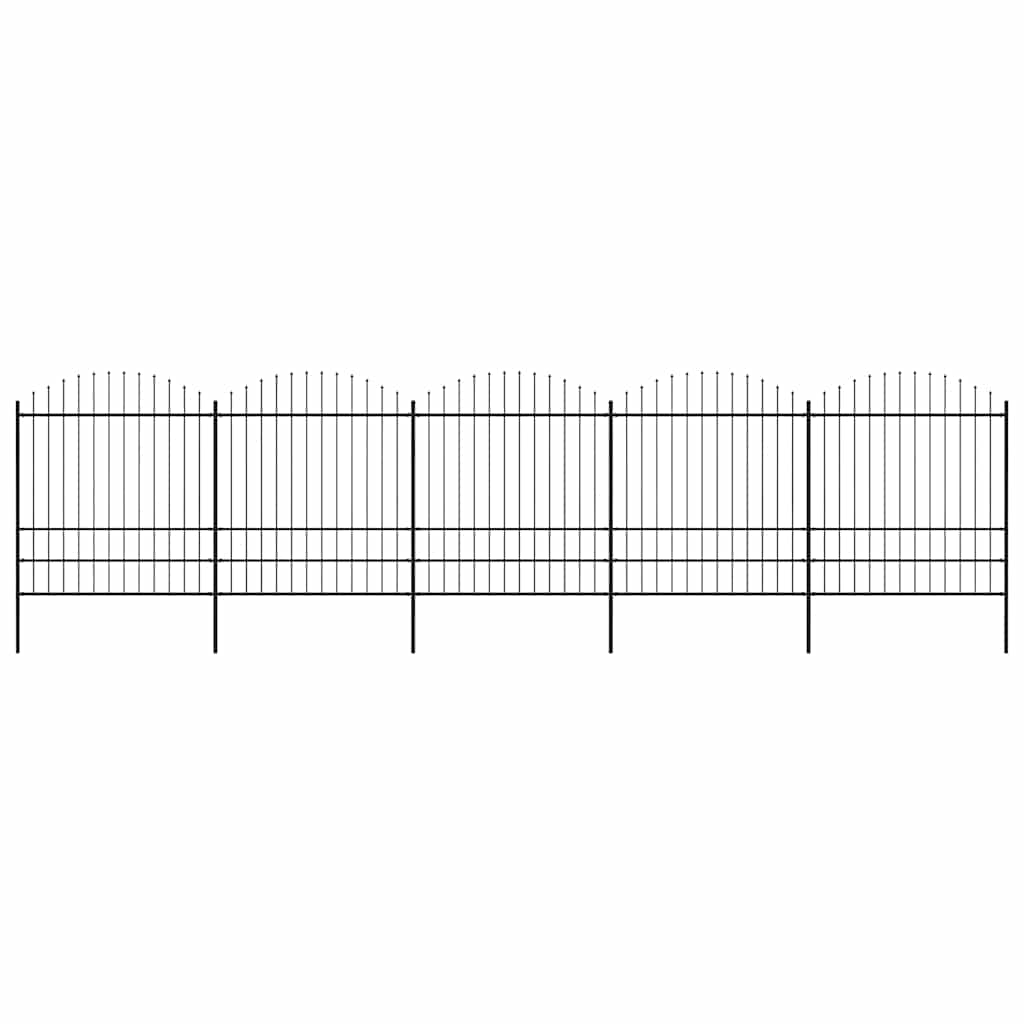 Vrtna ograda s vrhom koplja Čelik 892,5 x 200 cm Crna