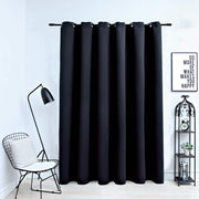 Zavjesa za zamračivanje s metalnim prstenima crna 290 x 245 cm