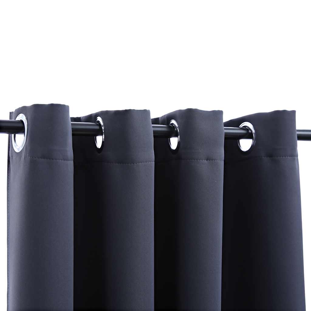 Zavjese za zamračivanje s prstenima 2 kom antracit 140 x 225 cm