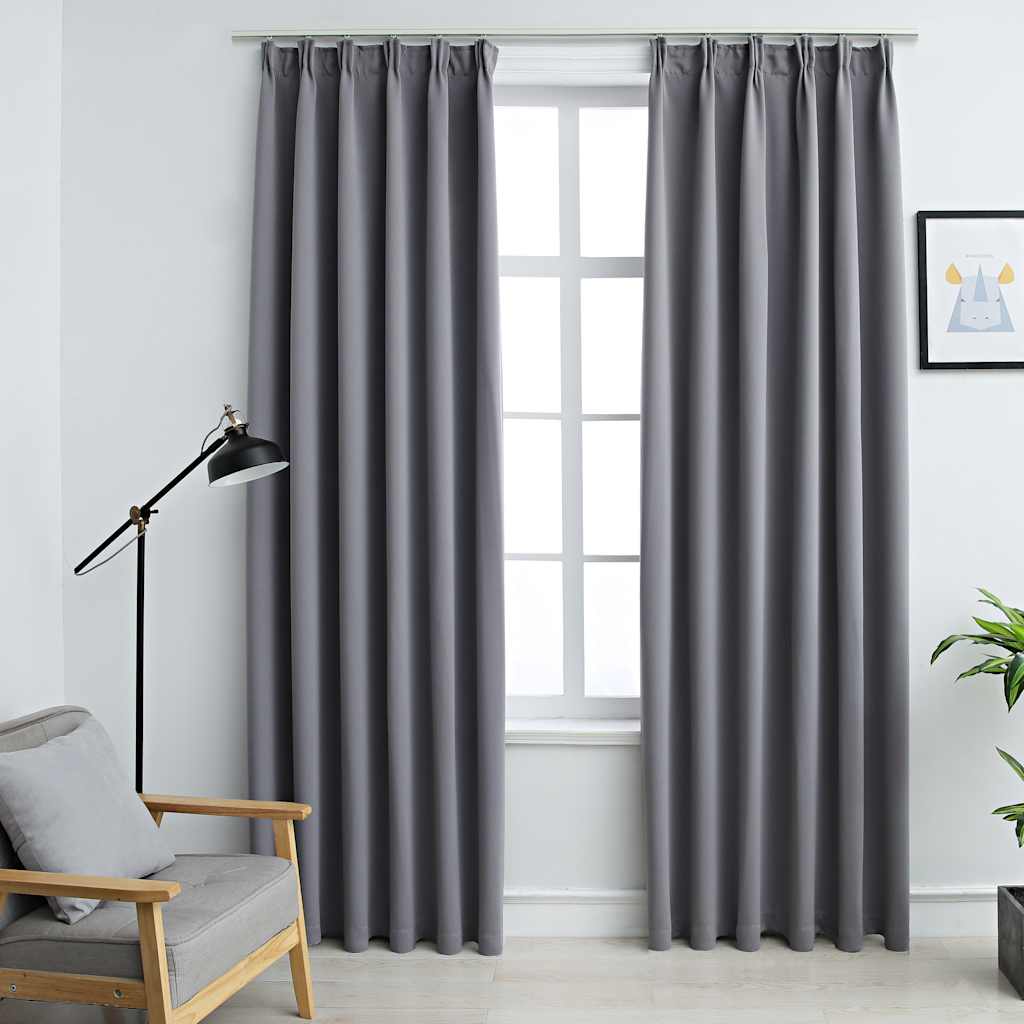 Zavjese za zamračivanje s kukama 2 kom sive 140 x 245 cm