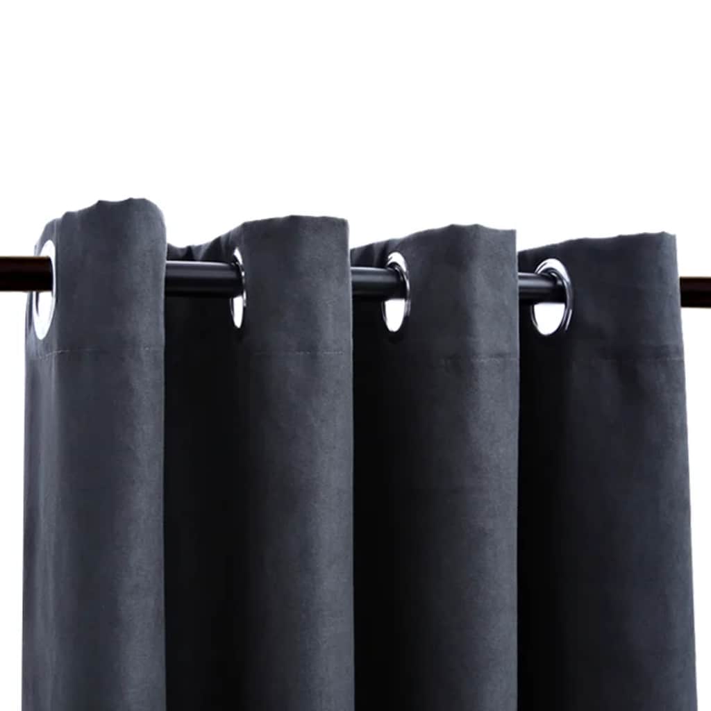 Zavjese za zamračivanje s prstenima 2 kom antracit 140 x 245 cm