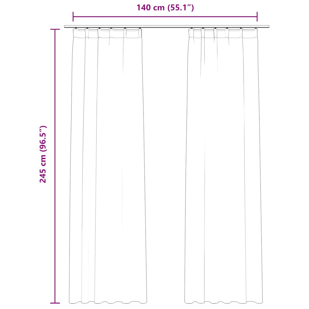 Zavjese za zamračivanje 2 kom baršunaste crne 140 x 245 cm