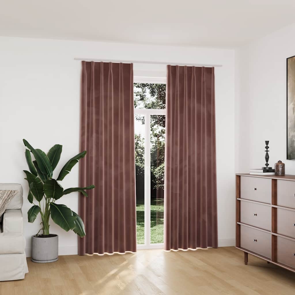 Zavjese za zamračivanje 2 kom baršunaste ružičaste 140 x 225 cm