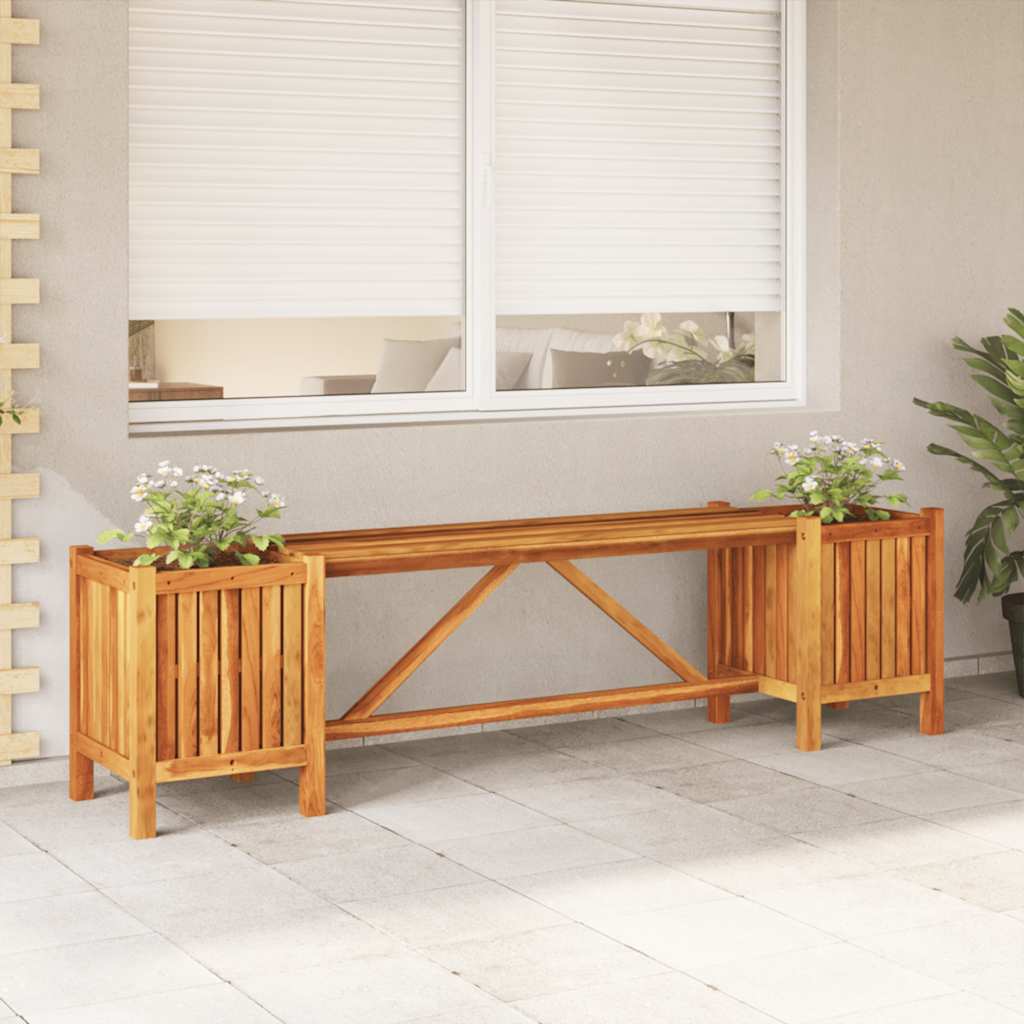Vrtna klupa s 2 sadilice 150x30x40 cm masivno bagremovo drvo