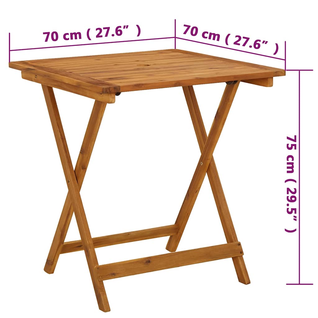 Sklopivi vrtni stol od masivnog bagremovog drva 70 x 70 x 75 cm