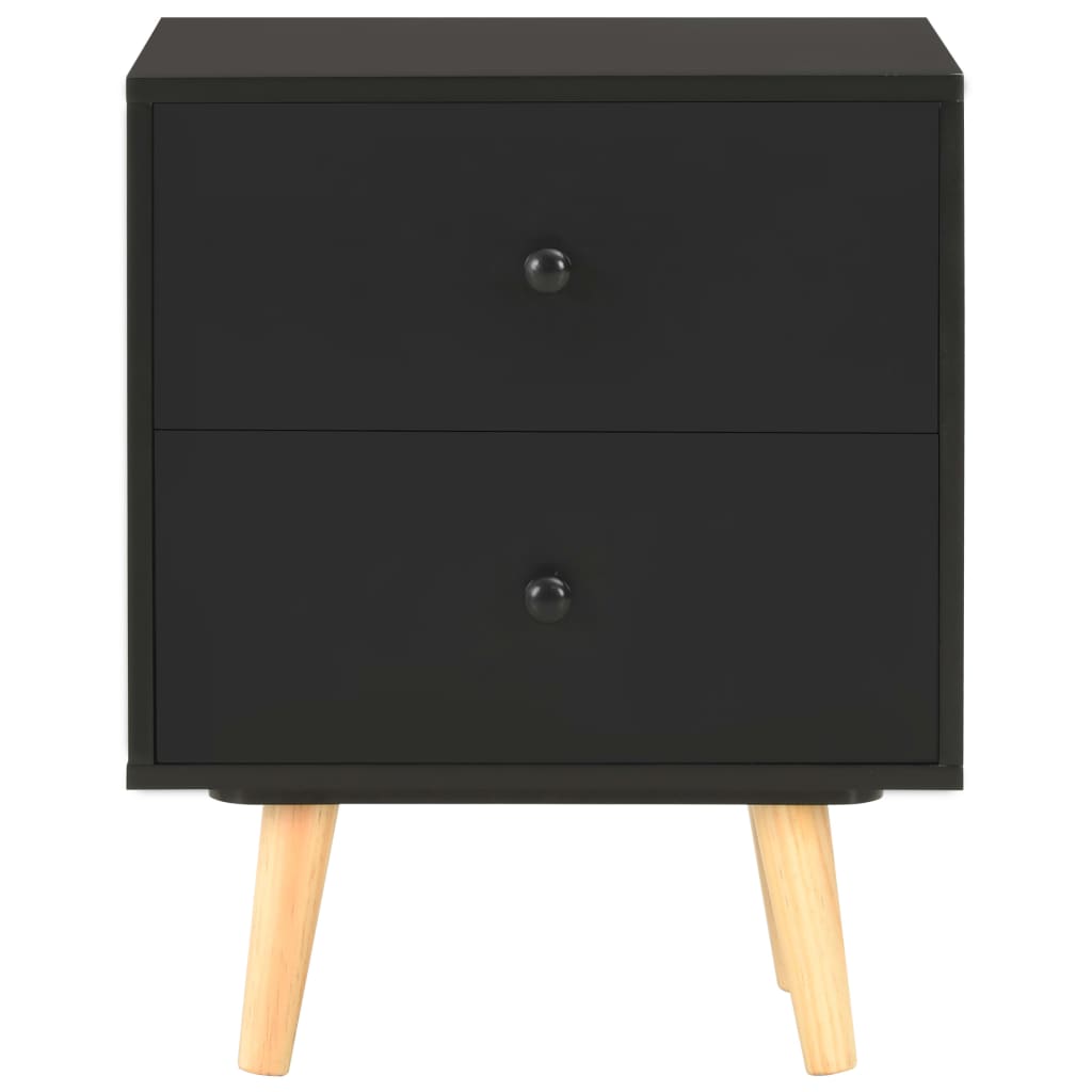 Noćni ormarići 2 kom crni 40 x 30 x 50 cm od masivne borovine