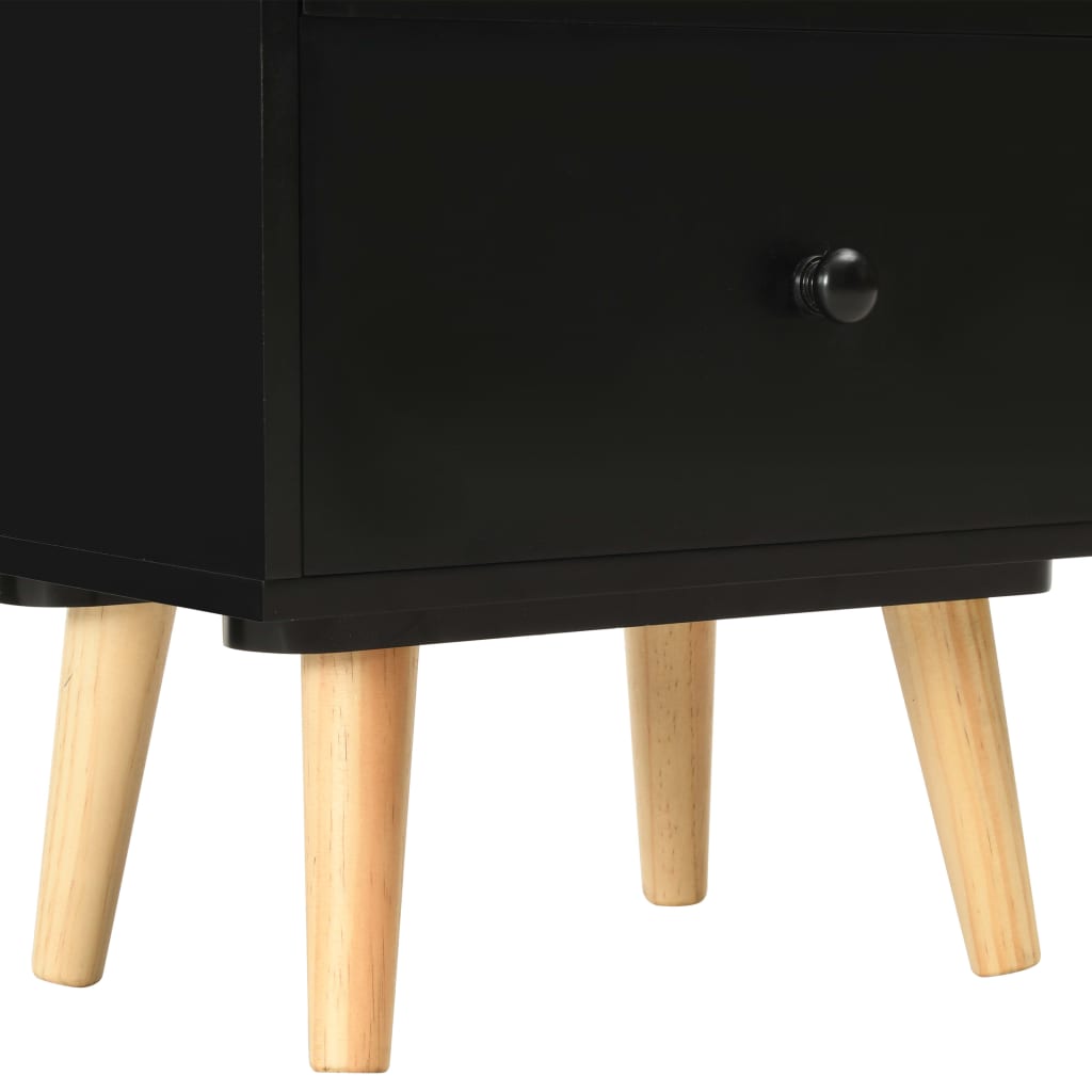 Noćni ormarići 2 kom crni 40 x 30 x 50 cm od masivne borovine