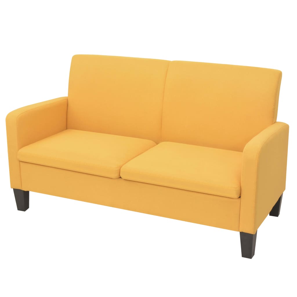 2-dijelni set sofa od tkanine žuti