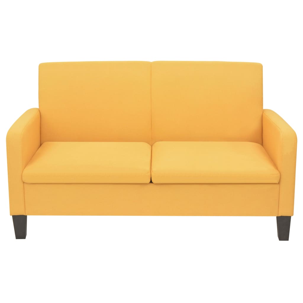 2-dijelni set sofa od tkanine žuti