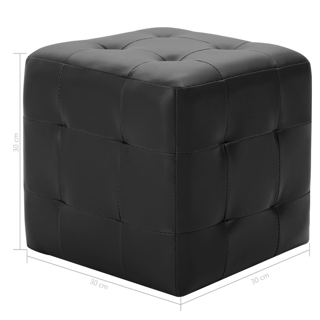 Tabure 2 kom crni 30 x 30 x 30 cm od umjetne kože