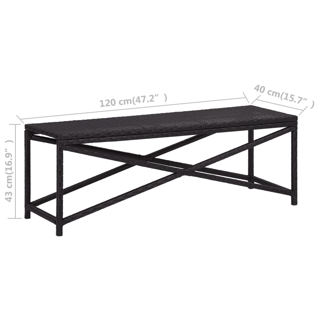 Vrtna klupa od poliratana 120 cm crna