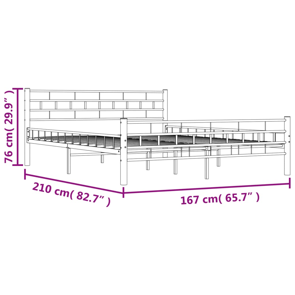 Okvir za krevet bijeli metalni 160 x 200 cm