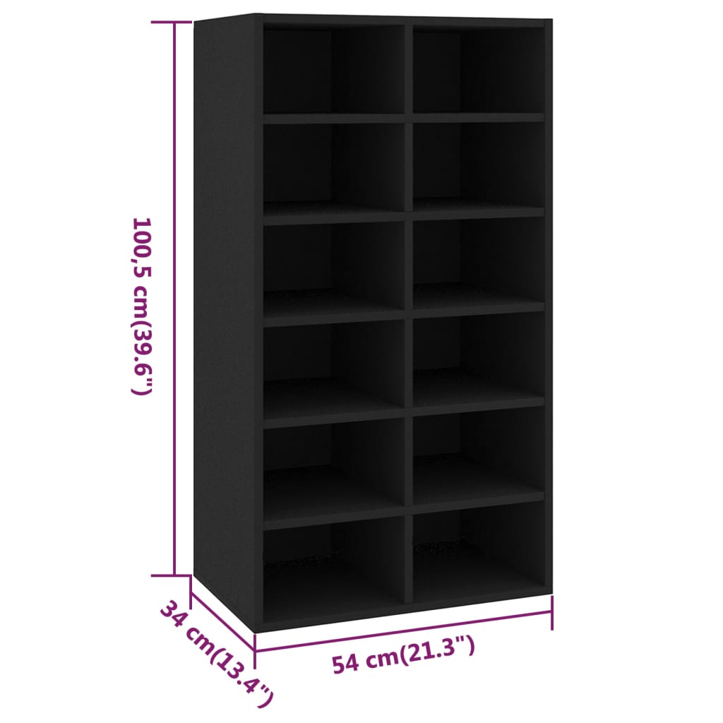 Stalak za cipele crni 54 x 34 x 100,5 cm konstruirano drvo