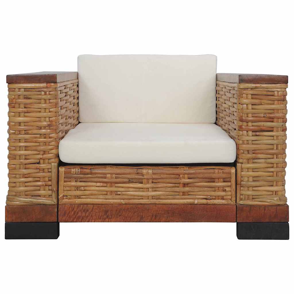 2-dijelni set sofa od prirodnog ratana s jastucima smeđi