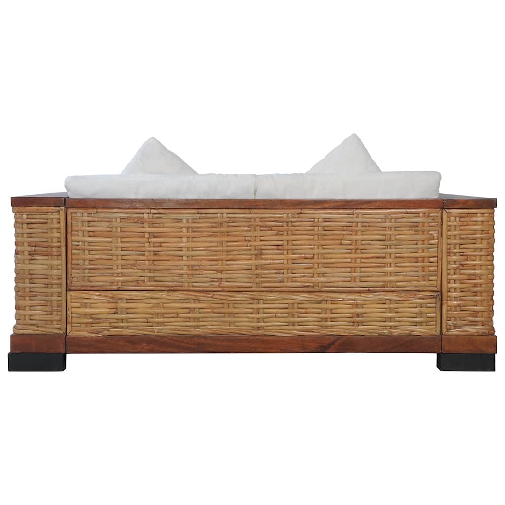 2-dijelni set sofa od prirodnog ratana s jastucima smeđi