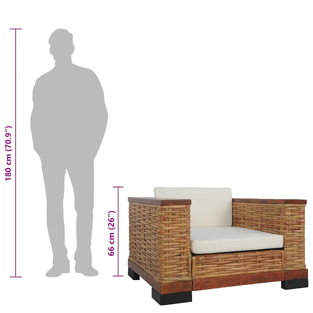 2-dijelni set sofa od prirodnog ratana s jastucima smeđi