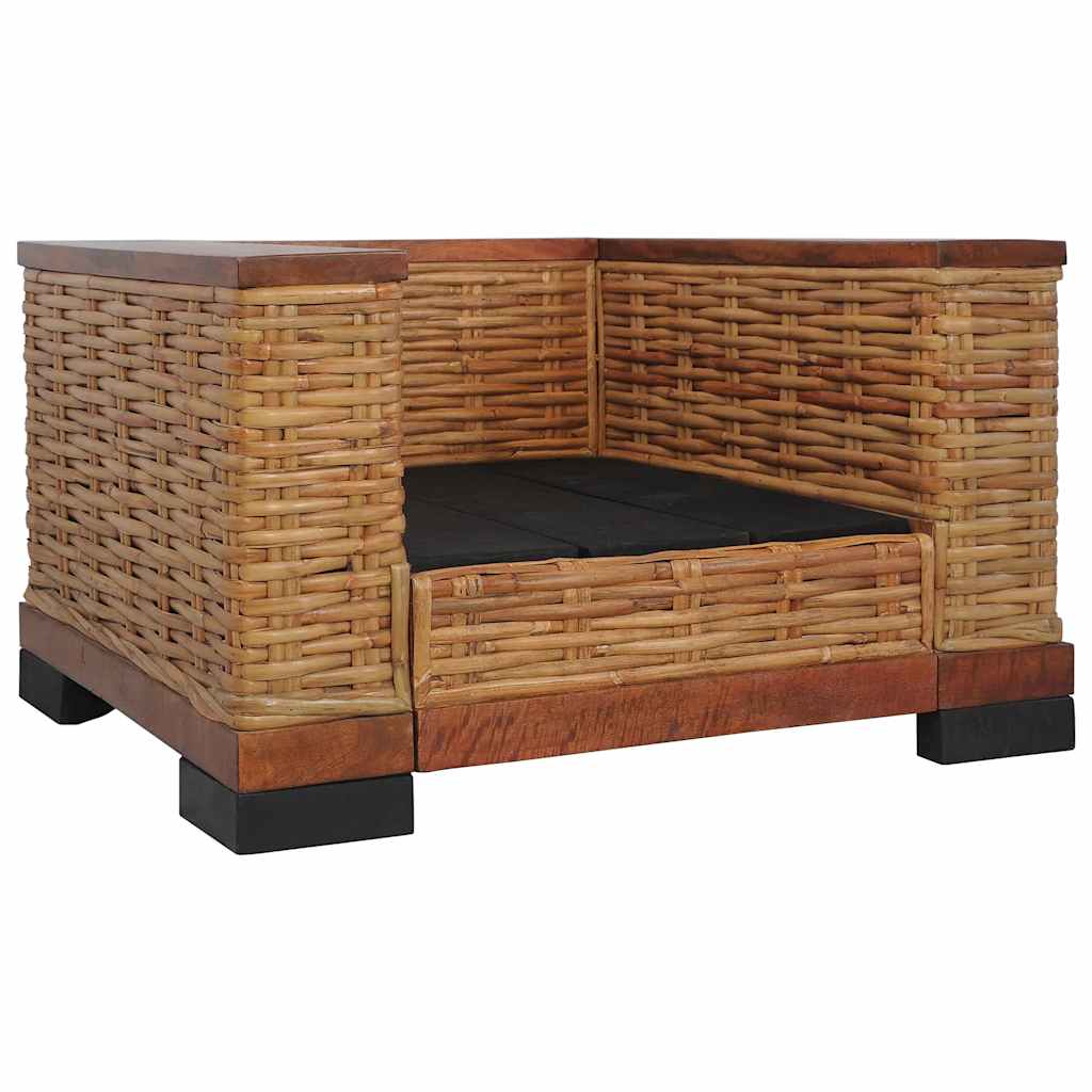 2-dijelni set sofa od prirodnog ratana s jastucima smeđi