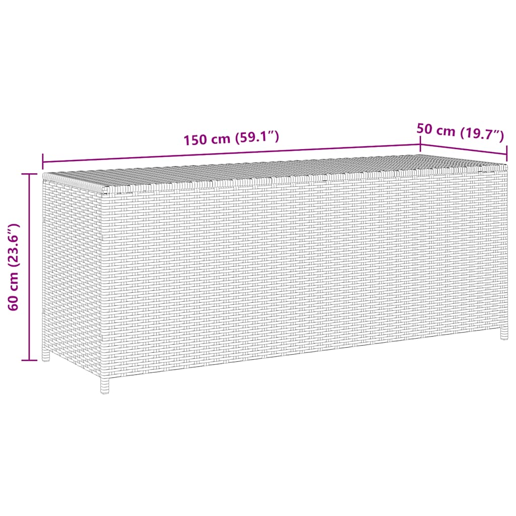 Vrtna kutija za pohranu siva 150 x 50 x 60 cm od poliratana