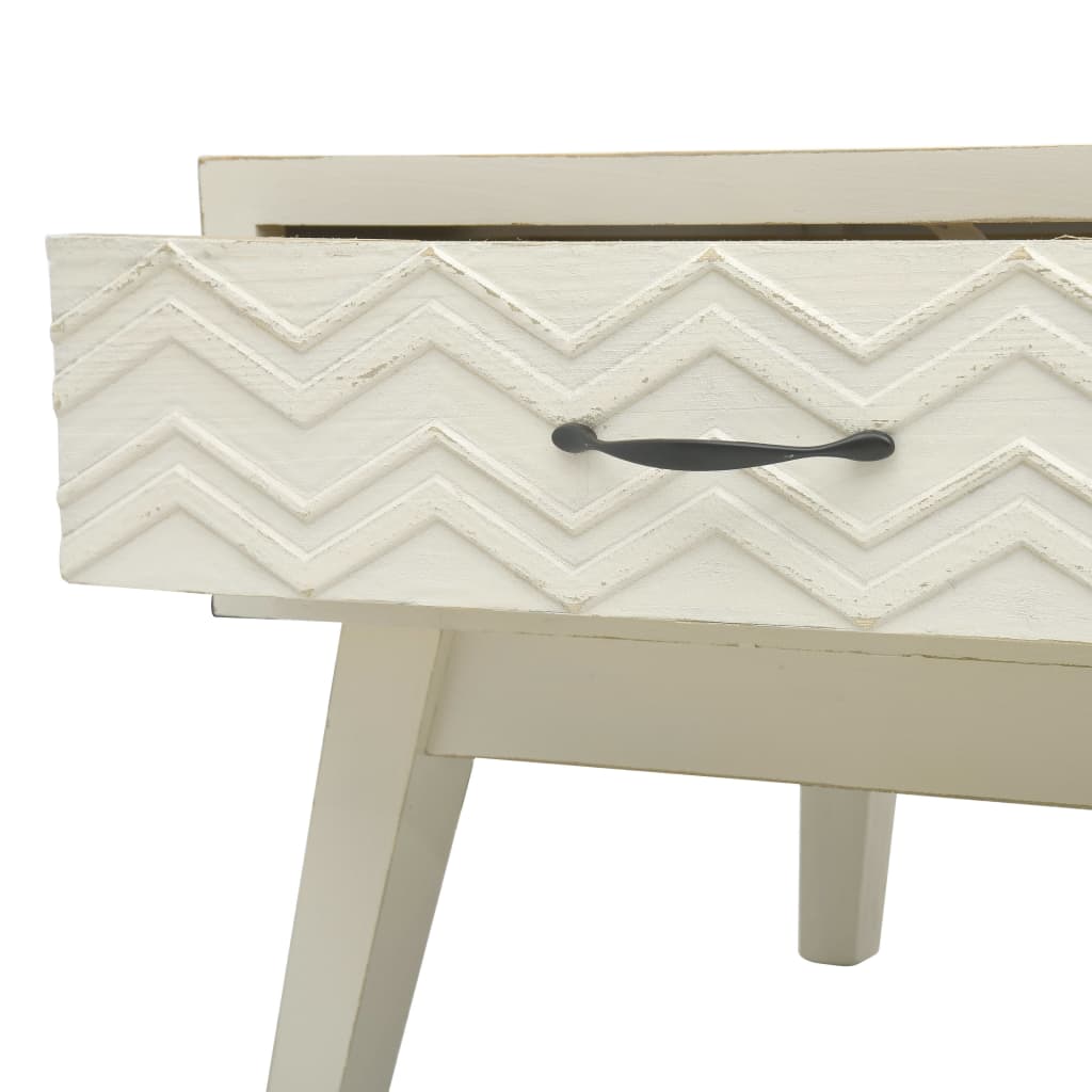 Stolić za kavu s 2 izrezbarene ladice sivi 110x50x40 cm drveni