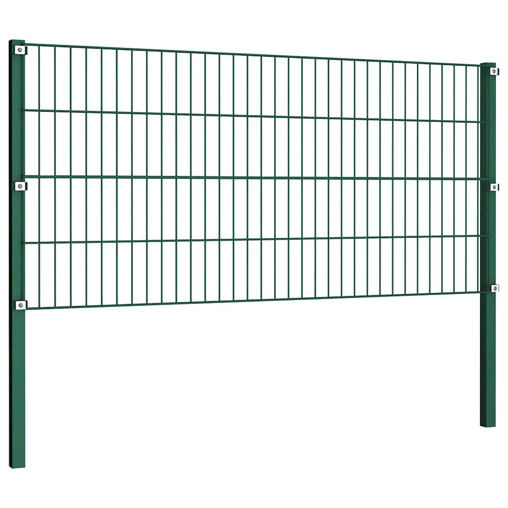 Ogradni panel sa stupovima od željeza 522 x 80 cm zelene boje