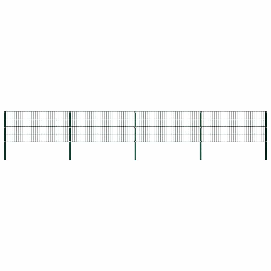 Ogradni panel sa stupovima od željeza 694,5 x 80 cm zeleni