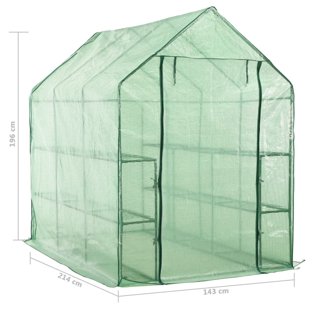 Staklenik s 12 polica čelični 143 x 214 x 196 cm