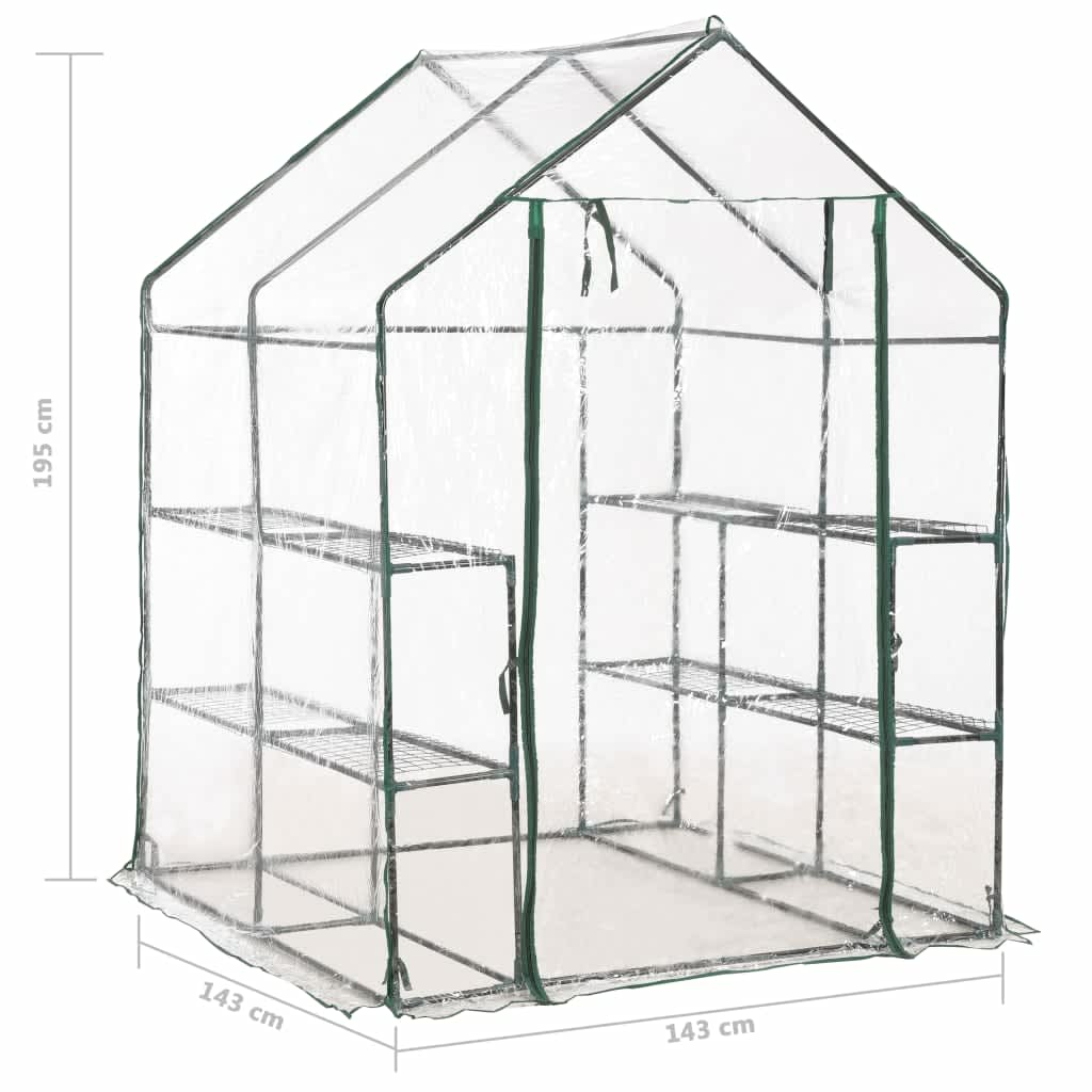 Staklenik s 8 polica 143 x 143 x 195 cm