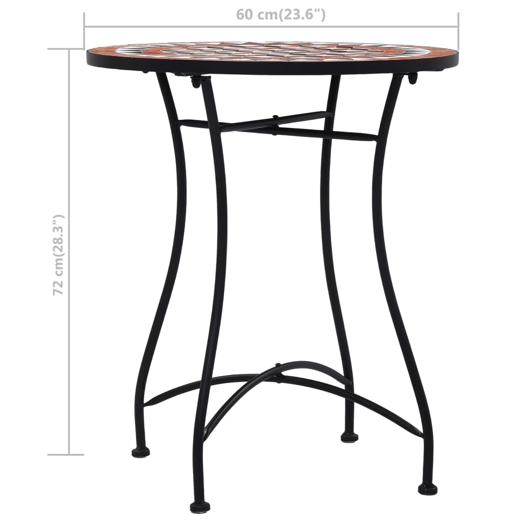 Bistro stolić s mozaikom smeđi 60 cm keramički