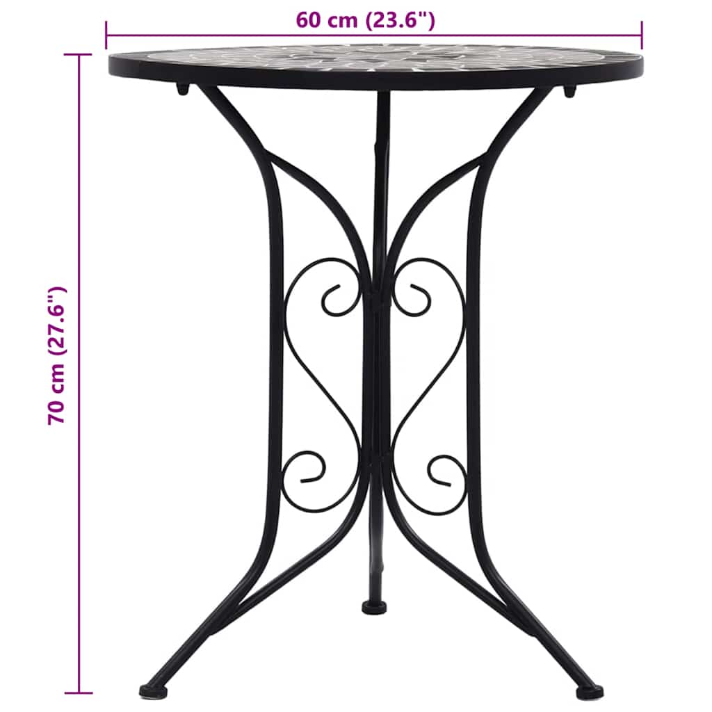 Bistro stolić s mozaikom sivi 60 cm keramički