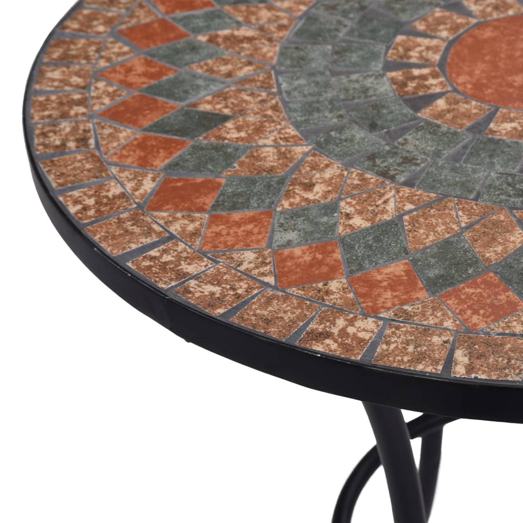 Bistro stolić s mozaikom narančasto-sivi 60 cm keramički