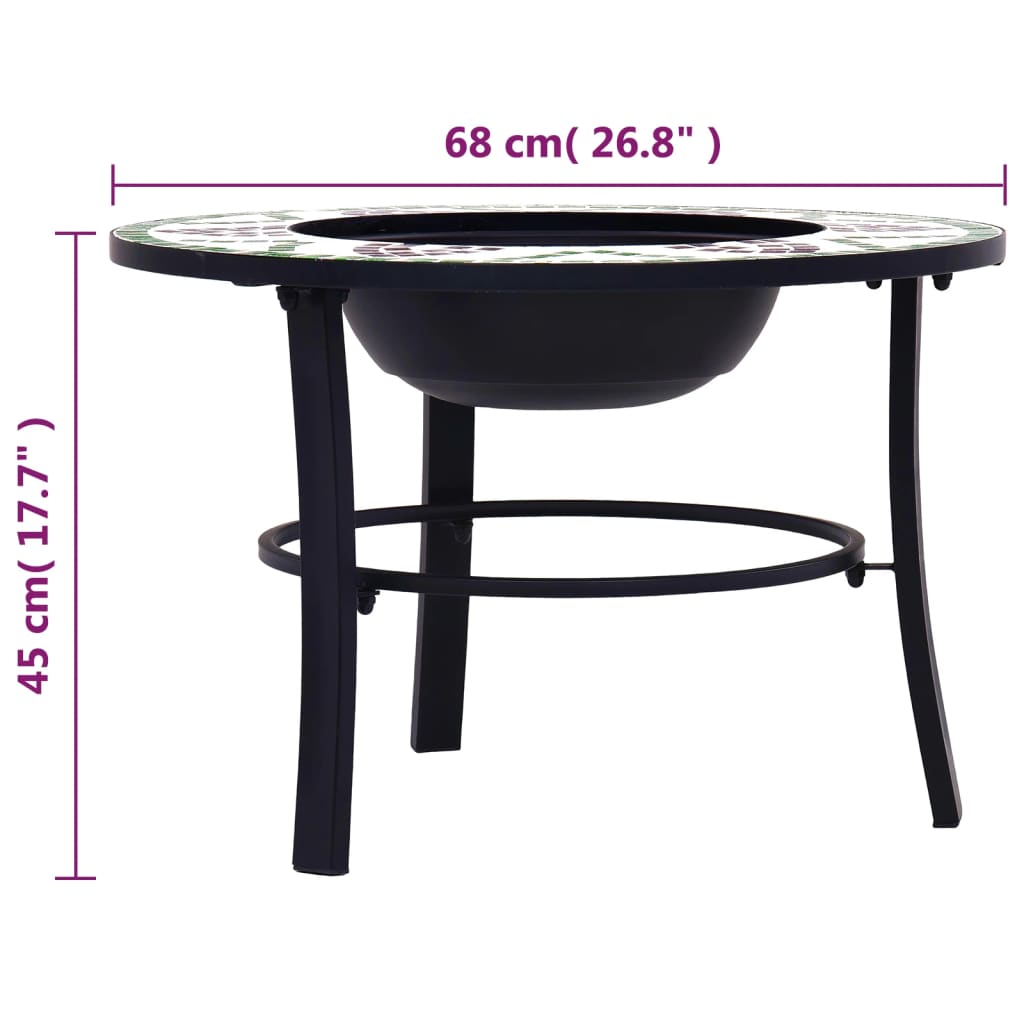 Posuda za vatru s mozaikom zelena 68 cm keramička