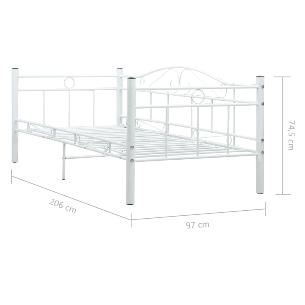 Okvir za dnevni ležaj bijeli metalni 90 x 200 cm