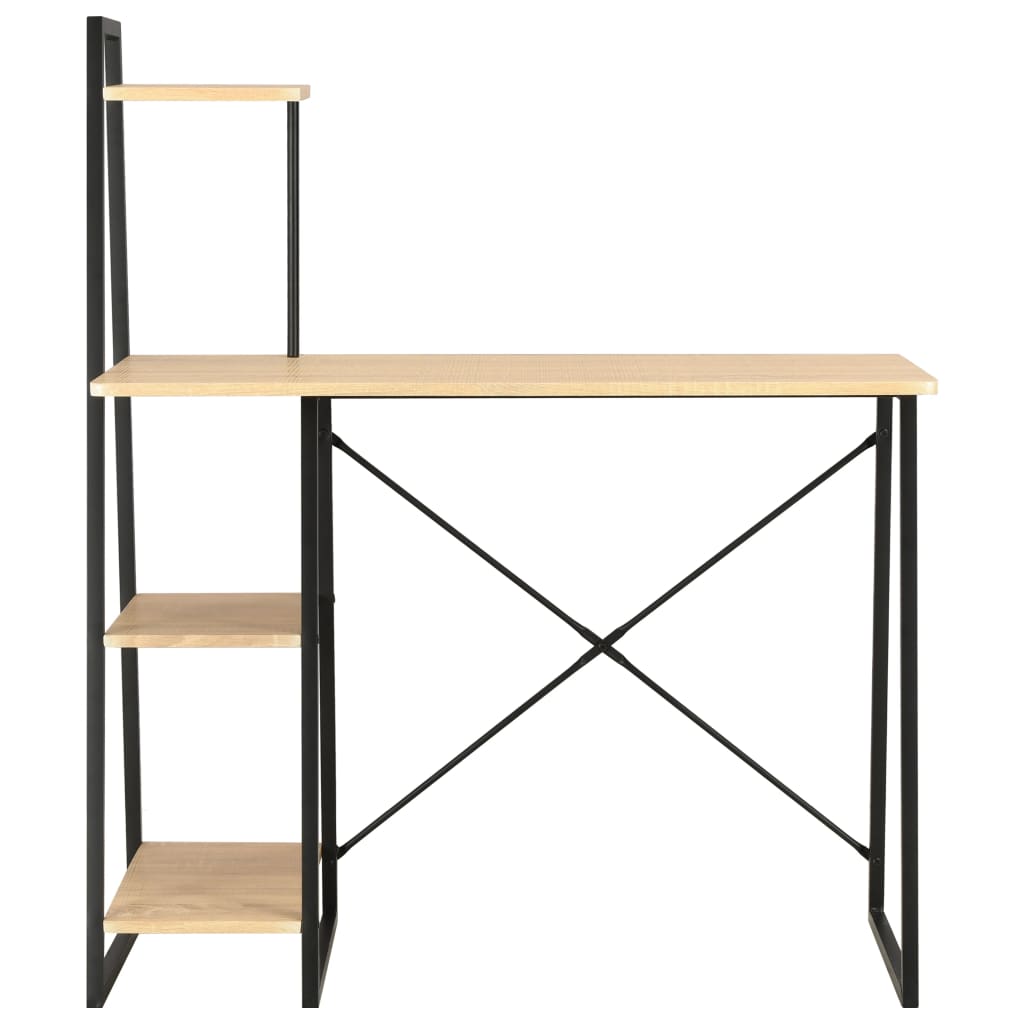 Radni stol s policama crni i boja hrasta 102 x 50 x 117 cm