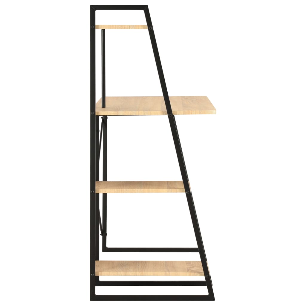 Radni stol s policama crni i boja hrasta 102 x 50 x 117 cm
