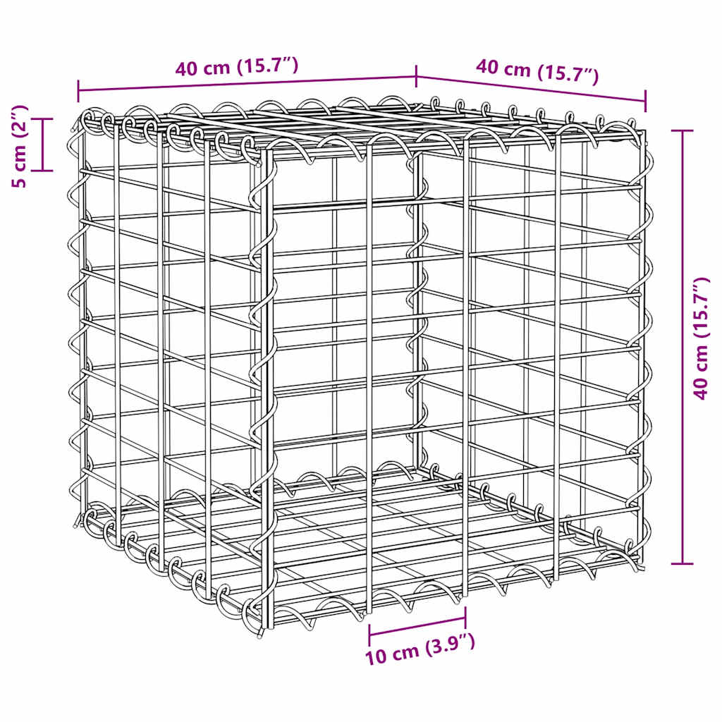 Kockasta gabionska povišena gredica od čelične žice 40x40x40 cm