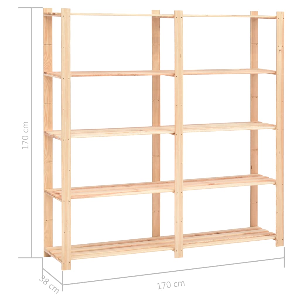 Stalak za pohranu s 5 razina 170x38x170 cm od borovine 500 kg