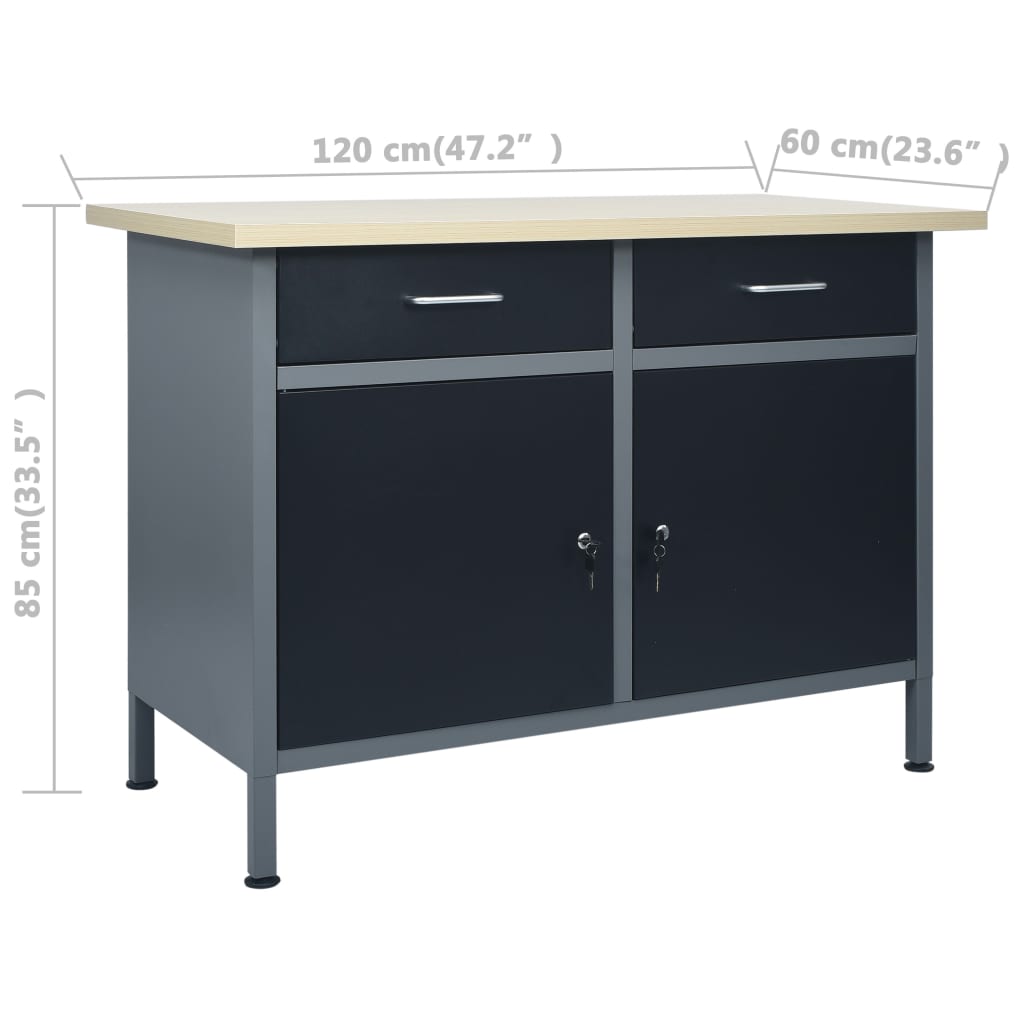 Radni stol crni 120 x 60 x 85 cm čelični
