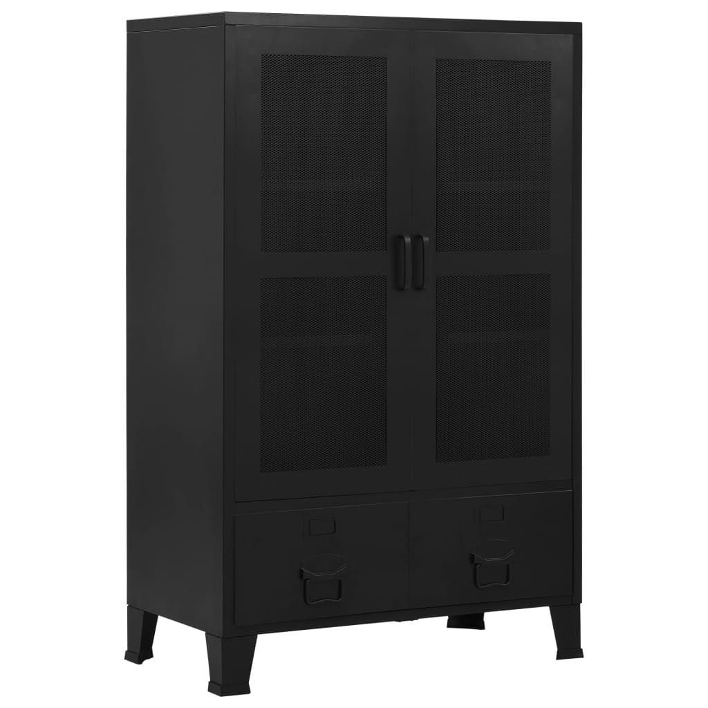 Uredski ormarić s mrežastim vratima crni 75x40x120 cm čelični