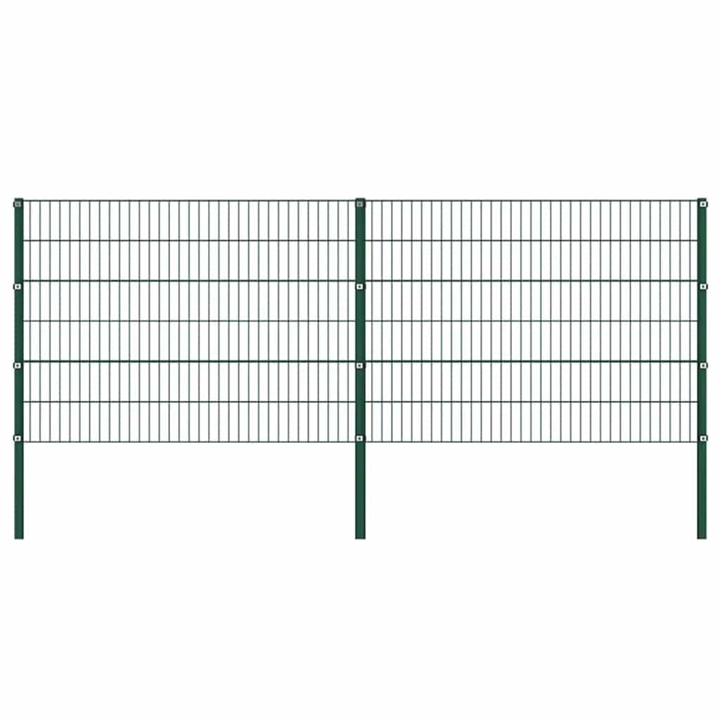 Ogradni panel sa stupovima od željeza 349x120 cm zeleni