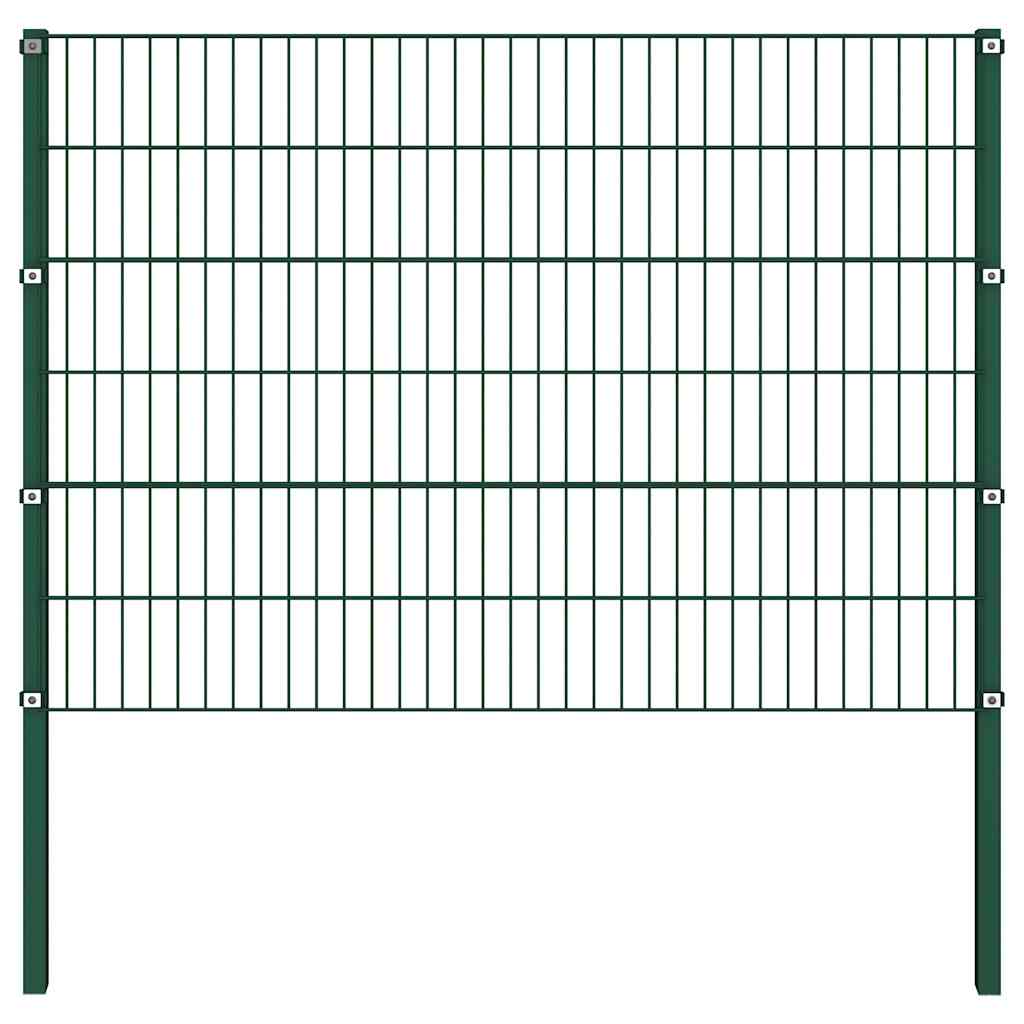 Ogradni panel sa stupovima od željeza 1212x120 cm zeleni