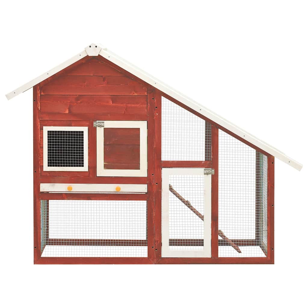 Kavez za zečeve crveno-bijeli 140x63x120 cm od masivne jelovine
