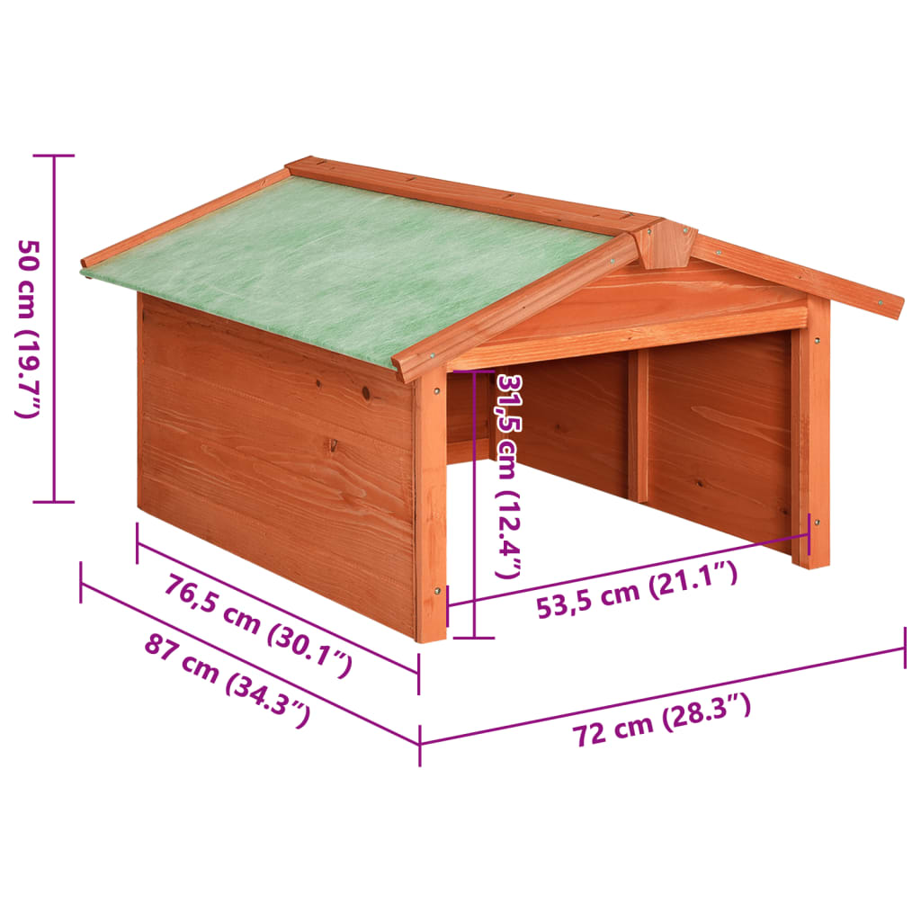 Garaža za robotsku kosilicu 72 x 87 x 50 cm od masivne jelovine