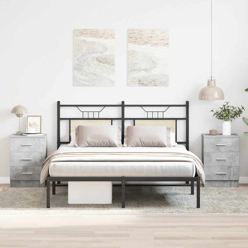 Noćni ormarići 2 kom boja betona 38x35x56 cm konstruirano drvo